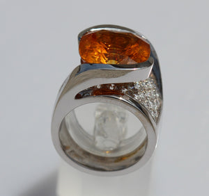 Saphhire Honey Orange Cocktail Diamond Ring - 15.65 CTW
