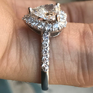 Heart Shape Diamond Halo Engagement Ring -1.7 Carat TW