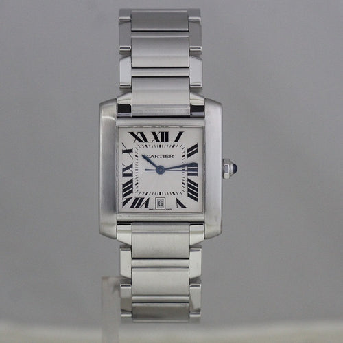 Cartier Mens Stainless Steel Tank Francaise Box/Papers W51002Q3