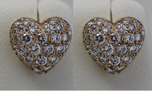 Cartier 18k Y Gold Pave Diamond Heart Earrings