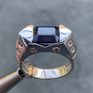 Emerald Cut Blue Sapphire Ring, 2.8 Carat TW, Ben Dannie Original Design