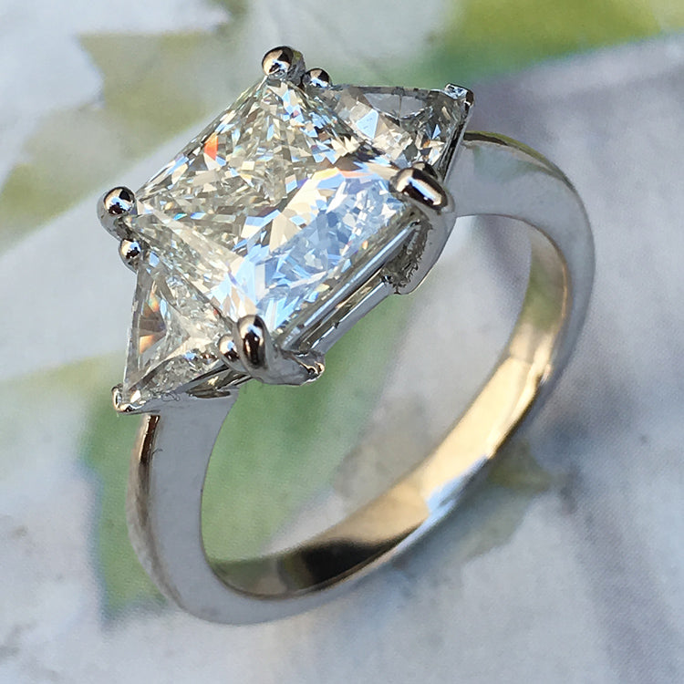 4.6 Carat + Princess Cut Diamond Engagement Ring - Three Stone