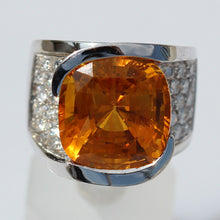 Load image into Gallery viewer, Saphhire Honey Orange Cocktail Diamond Ring - 15.65 CTW