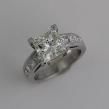 Load image into Gallery viewer, 4.6 Carat + Princess Cut Diamond Engagement Ring - Three Stone