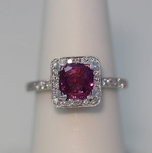 2.31 Carat Intense Pink Sapphire Ring