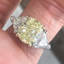 Load image into Gallery viewer, 3.7 Carat TW Fancy Light Yellow Oval Diamond Engagement Ring