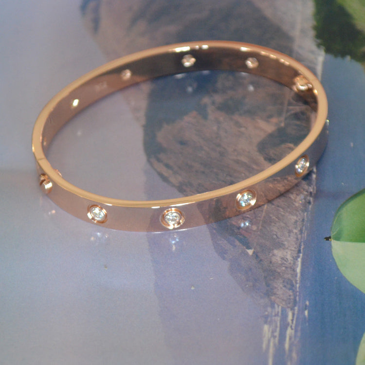 Cartier Love 4 Diamonds 18K White Gold Bangle Bracelet Size 17 Cartier | TLC