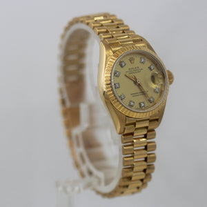 Rolex Ladies Datejust 69178 18k Yellow Gold Champagne Diamond Dial