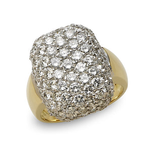 Puffed Pave Diamond Ring - Rectangle