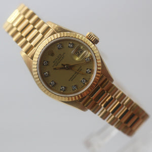 Rolex Ladies Datejust 69178 18k Yellow Gold Champagne Diamond Dial