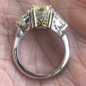 3.7 Carat TW Fancy Light Yellow Oval Diamond Engagement Ring