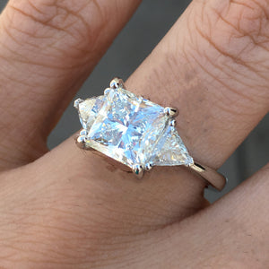 4.6 Carat + Princess Cut Diamond Engagement Ring - Three Stone
