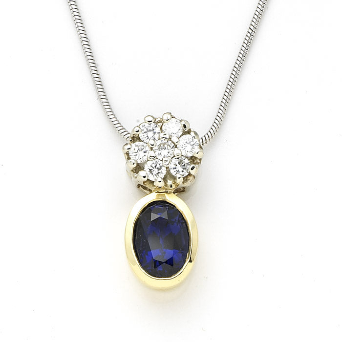Sapphire and Diamond Pendant 18k Yellow Gold - 2.4 CTW