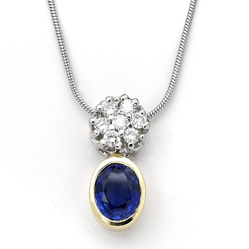 Sapphire & Diamond Pendant Set in Gold - 2.10 CTW