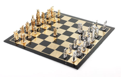 Chess Set Solid Silver and 18k Gold Plated - Roman Design