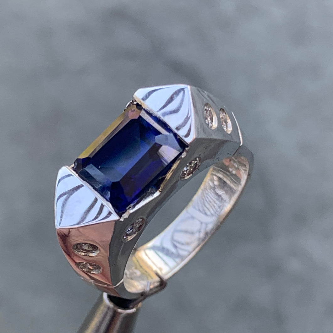 Emerald Cut Blue Sapphire Ring, 2.8 Carat TW, Ben Dannie Original Design
