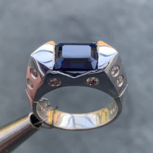 Load image into Gallery viewer, Emerald Cut Blue Sapphire Ring, 2.8 Carat TW, Ben Dannie Original Design
