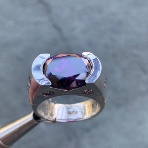 Oval Cut Purple Gemstone Ring, 6 Carat TW, Ben Dannie Original Design